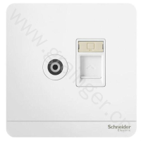 施耐德 Schneider Electric 绎尚系列 单联电视+带保护门超五类信息插座, 镜瓷白(包装数量 1个)