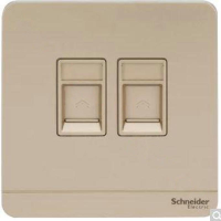 施耐德 Schneider Electric 绎尚系列 单联带保护门电话+超五类信息插座， 薄暮金(包装数量 1个)