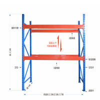 货架厂加厚托盘重型货架仓储板材五金仓库专用库房货架 主架副架230*宽100*高200