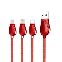 HYUNDAI韩国现代心有所“鼠”一拖三数据线NB008 红色