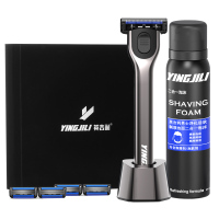 英吉利YS-507礼盒 净速5+1层刮胡刀（1金属柄刀架+5刀头+1底座+二合一泡沫150ml）