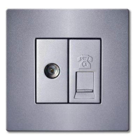 西门子 SIEMENS 5TG08412NC2 通讯插座5TG08412NC2灵致金属银SILVER二位电话电视插座