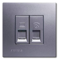 西门子 SIEMENS 5TG08432NC2 灵致通讯插座5TG08432NC2灵致金属银SILVER二位电脑电话插座