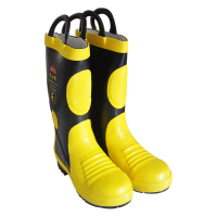 三奇安 消防救援靴战斗靴消防靴灭火防护靴 微型消防站救援靴抢险靴消防员靴子 黑黄防护靴(39-44码)