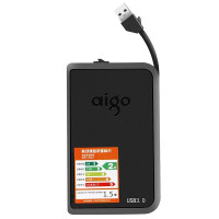 爱国者(aigo) HD806 移动硬盘 高速USB3.0超薄抗震防摔 机线一体 商务硬盘 黑色 HD806/2TB