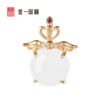 金一国囍18K金圆舞曲B款女士款和田玉吊坠赠银链（定价）KJDZ157