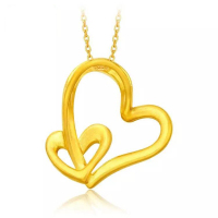 足金心形吊坠[金重1.1-1.3g]+999足金O字链[链子金重约2.3-2.5g]