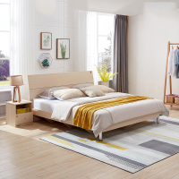 森浦洁1.8米木制床+2个床头柜+床垫