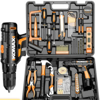 充电电钻电动螺丝刀多功能电钻套装工具箱家用手电钻 双电池工具套装 12V