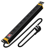 iDiskk PDU机柜插座 大功率插线板新国标电源开关8位10A防雷过载工业插排