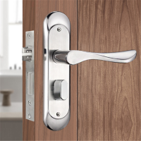 君辉室内卧室房门锁可调节免改孔锁锁芯家用实木门把手通用型锁具 单舌35-50mm148MM,65MM本色