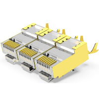 自营 新品 安普康(AMPCOM)七类屏蔽水晶头(铜壳镀金)透明色30个装 AMCAT7BGP30(TP)