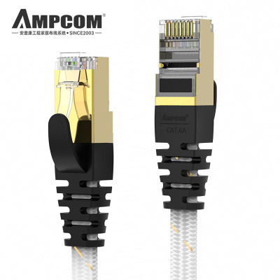 自营 新品 安普康(AMPCOM)AMCAT6AWH0810白色涤纶丝超六类扁平跳线(1米)