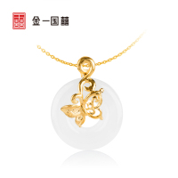 金一国囍足金蝶舞·幻彩女士款和田玉吊坠赠银链（定价）ZJDZ073