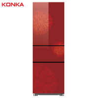 康佳(KONKA)192升 三门三开门冰箱 家用多门电冰箱 小冰箱 钢化玻璃面板三门三温红BCD-192MT-BH