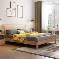 A家家具 床 储物床 1.8米1.5北欧原木卧室家具简约现代木质双人床 Y3A0106 [A款]1.8米排骨架+2床头柜