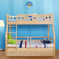 A家家具 儿童床 实木床 简约现代上下床双层子母床梯柜组合木质儿童床原木色 ET08 1.2米爬梯款床+上下床垫