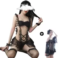浅眸9105黑性感情趣内衣超骚大码女仆制服床上诱惑衣服火辣服装透明睡衣挑逗激情套装古代青楼免脱兔女郎猫女郎秘书空姐护士骚