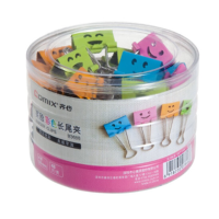 齐心 B3688 笑脸彩色长尾票夹 4号 1筒48只