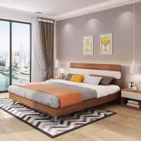 A家家具床北欧板式框架床1.8米双人床主卧日式简约现代原木架子床卧室套餐家具北欧板式框架床