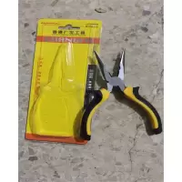 香港广发 黑黄柄 高碳钢精工锻造 钳口高频淬火 尖嘴钳(6“150mm)