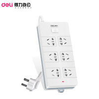 得力(deli) 18264接线板新国标6位组合孔10米 大孔距总控开关插座/插排/插线板/接线板/排插/拖线板 白色