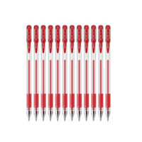 得力中性笔0.5经典水性圆珠笔碳素笔黑色/蓝色/红色签字笔6600ES 红色12支/盒