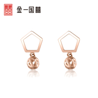 金一国囍18K金新款玫瑰金方寸之间女士K金耳钉送女友 (定价)CEF004
