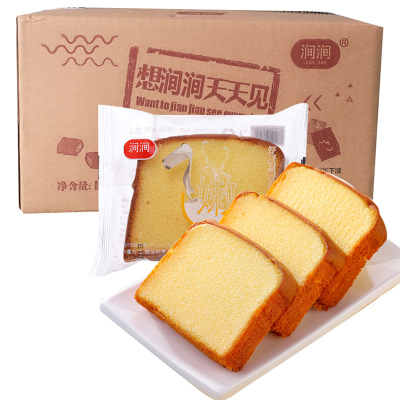涧涧醇熟吐司纯蛋糕500g新鲜代餐早餐小面包休闲点心糕点整箱