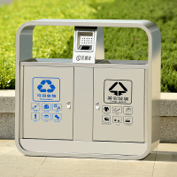 304不锈钢双桶 户外 环卫分类垃圾桶E款