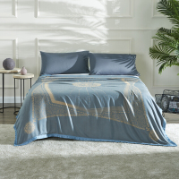 罗莱家纺毛毯 午睡毯子 沙发休闲毯 毛毯 针织提花盖毯 霁月光影蓝 双人 180*200cm