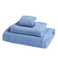 富安娜纯爱素色纯棉毛浴巾三件套(浴面方巾)蓝色+宝洁个人护理系列 · 清柔净爽套装