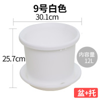 爱丽思加仑花盆塑料多肉植物带托盘树脂家用 9号白色加托