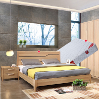 A家家具 床 双人床宜家风格 卧室家具实木框床1.5米1.8米双人床实木床储物高箱床主卧Y001 1.8米排骨架+床垫