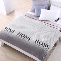 BOSSLOGO 格纹被套毯灰2030*2300mm