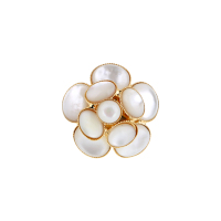 PHILIPPE FERRANDIS法国PF山茶花戒指白贝母18K镀金黑立体简约气质优雅可调节细指圈网红ins推荐女高贵