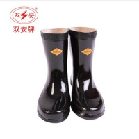 双安 25KV绝缘靴 中筒电工靴 耐磨橡胶劳保雨靴 黑色 40码