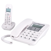 得力(deli) 791电话机座机 固定电话 办公家用 子母机 超距离子机报警 白色