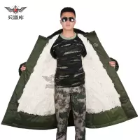 兵器库 冬季羊皮军大衣男皮毛一体真羊毛男值夜班冷库加厚保暖防寒棉大衣 军绿羊毛大衣皮毛一体 军绿 均码
