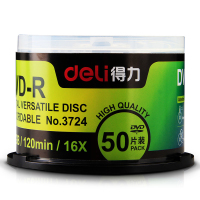 得力(deli) 3724 可记录式DVD-R光盘 4.7G （50片/ 件）（XF）