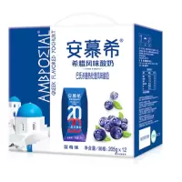 伊利 安慕希希腊酸奶巴氏杀菌处理风味酸奶蓝莓味1*12*205G