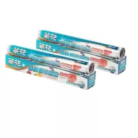 茶花一次性保鲜膜切割器大卷厨房家用经济装食品手撕点断式多用途[保鲜膜二合一2组共4卷]