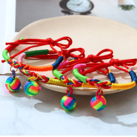 莱邦 定制 手工编织 儿童手链彩绳 端午节五彩绳手链（企业定制款）10条装 圆球