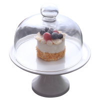 高脚蛋糕托盘带盖透明玻璃罩婚礼生日甜品摆台蛋糕托台拍照展示架 12英寸