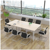 简约办公家具桌椅组合枫木色桌子160*80*75 椅子8个