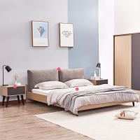 A家家具 床 北欧/宜家1.5m1.8米卧室现代简约家具大床气动高箱储物双人床FBY1001 1.5排骨架+床垫+床头柜