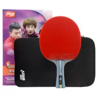 红双喜DHS 乒乓球拍乒乓球成品拍 四星直拍碳素底板R4006C 双面反胶弧圈结合快攻(单拍)R4002C横拍