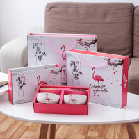 创意陶瓷碗 新款火烈鸟两碗筷套装