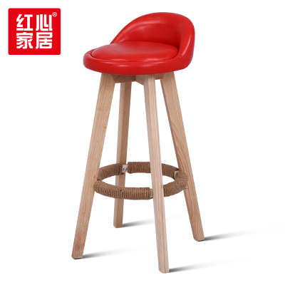 [红心家居]时尚大气皮革圆椅凳子餐椅小户型民宿专用椅子