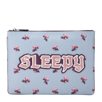 自营 新品 COACH 蔻驰 品 欧美时尚女士迪士尼黑暗童话系列蓝色印花皮革大号女手包 F73272 QBL38